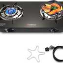 Propane Stove 2 Burner Gas Stove, 28800 BTU High-Efficiency Auto Ignition Tempered Glass LPG Cooktop with CSA Regulator and Hose  for Outdoor Camping, RV, and Emergency Cooking