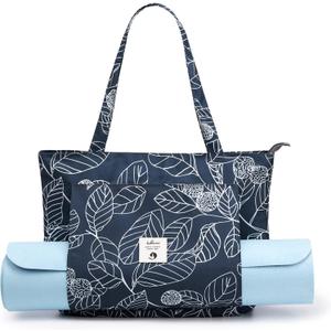 WLLWOO WLLWOO Yoga Bags for Women with Yoga Mats Bags Carrier Carryall Canvas Tote for Pilates Shoulder for Travel Office Beach Workout (Leaf)