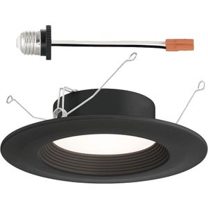 Designers Fountain LED Recessed Ceiling Light, 5/6 Inch 5CCT Metal Lighting Fixture, Dimmable, 1000 Lumens, 2700K/3000K/3500K/4000K/5000K, Black Baffle Retrofit Trim, EVL61093T50BK