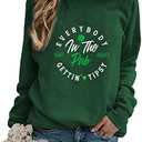 Yimoya St Patricks Day Sweatshirt Women Lucky St Patty Day Shirt Long Sleeve St Patricks Graphic Tops (D-Green, M)
