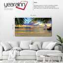 yearainn Canvas Wall Art Tropic Beach Sunset Palm Tree Leaves Large Nature Pictures Coast Landscape Canvas Artwork Seascape Ocean Contemporary Prints for Living Room Home Office Wall Decor 29" x 58"