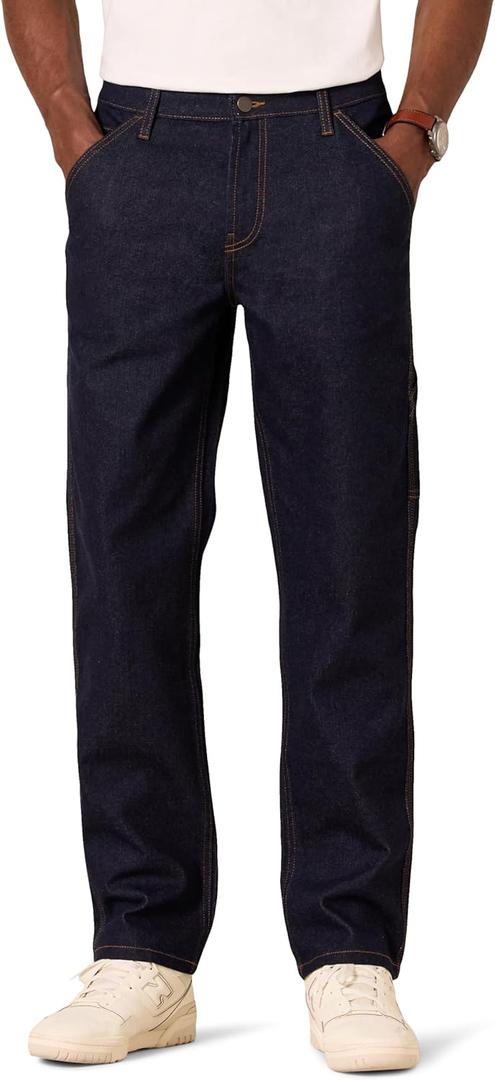 Amazon Essentials Mens Low Stretch Relaxed-Fit Workwear Carpenter Jean (30W x 30L, Rinse Wash)
