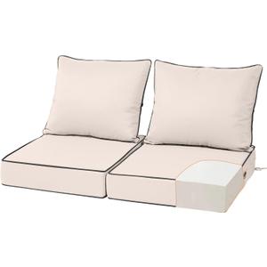 22x22 inch Outdoor Chair Cushion Set of 2, Fade-Resistant Deep Seat Patio Cushions with Handle Straps, Patio Furniture Cushion for Seat Patio Chairs, Rattan Furniture, Beige