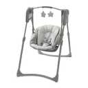Graco Slim Spaces Compact Baby Swing, Space Saving Portable Bay Swing with Height Adjustable Legs & Soft Toys, Reign