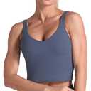 Dragon Fit Sports Bra for Women Longline Padded Bra Yoga Crop Tank Tops Fitness Workout Running Top (Large, Ink Blue)