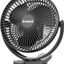 Portable Clip on Fan 10000mAh Battery Powered, USB Type C, Supports 720 Adjustment, 4 speed, 8inch Personal Fan for Table, Bedroom, Desk, Camping, Stroller, Golf Cart (TF29B 10000mah black, Black)