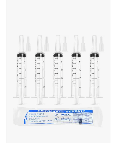 20ml Syringe for Liquid, Oral, Scientific Labs, Measurement, Dispensing, with Cap 4 Pack 20ml Syringes