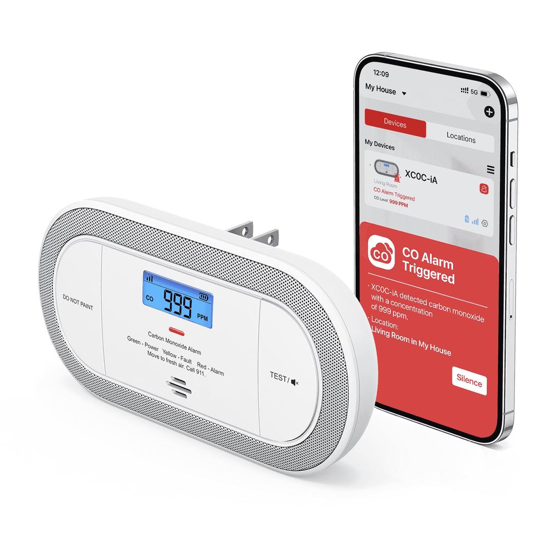X-Sense Wi-Fi Plug-in Carbon Monoxide Detector with AAA Battery Backup, No-Cost App Notifications, XC0C-iA, 1-Pack