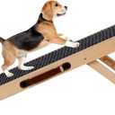Wooden Foldable Dog Ramp Portable Pet Ramp,Car Ramp with Built-in Handle for Travel, 4 Adjustable Heights 9.8" to 18.1" for Small Dogs