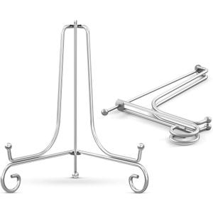 TR-LIFE Plate Stands for Display - 10 Inch Holder + Metal Easel Stand for Picture Frame, Decorative Plates, Photo, Book, Collectibles (Silver 2 Pack)