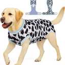 PetWarm Anti-Licking Pet Surgical Recovery Pajamas Suit, Recovery Suit for Female Male Dogs, Dog Onesie After Surgey Spay Neuter, Dog Protective Suit, Leopard Pattern, Green, L (Large (Back:16.1-20.1'', Weight:23-48LB))