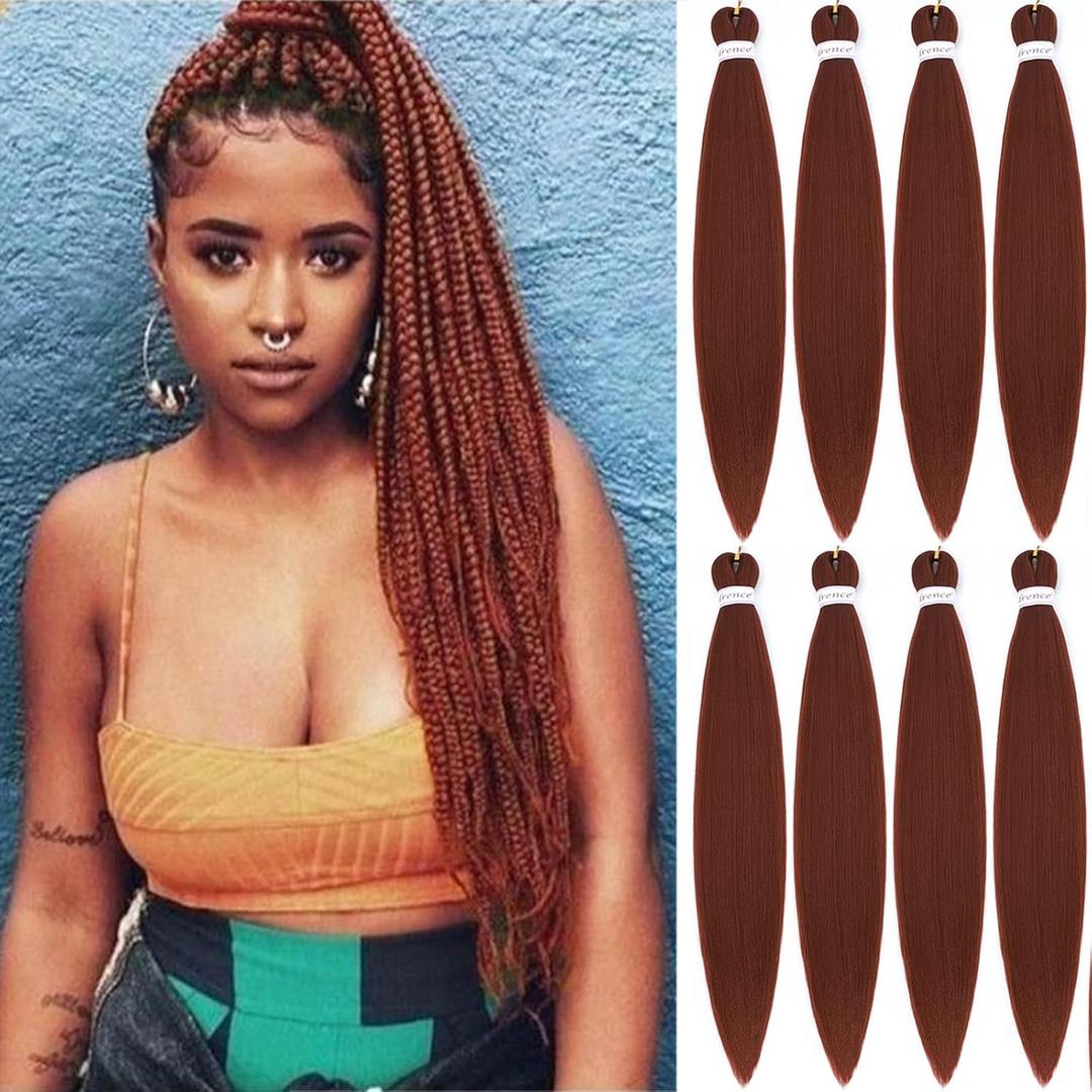 Alrence Pre Stretched Braiding Hair Long Braid 30 Inch 8 Packs Professional Braiding Hair Extensions Synthetic Crochet Twist Braids (30 Inch, 350#)