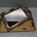 Tstarer Antique Decorative Gold Framed Square Mirror Tray, Jewelry & Cosmetics Organizer for Dresser, Square - 9.5" W x 14.5" L (Bronze)