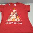 Meowy Catmas Cat Christmas Tree Xmas Girls Boys Funny Santa T-Shirt, S