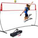 Volleyball Net Training Equipment, 2-in-1 Adjustable Height Professional Practice Net with Ball Return System for Backyard Outdoor Indoor, Easy Setup for Solo Training, Team Drills, Serving & Spiking