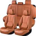 Car Seat Covers, Leather Seat Covers for Cars Full Set, Waterproof and Breathable Suitable for Most SUV/Truck/Sedan/Automotive 5 Pack (Brown)