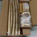 YNL Curved Shower Curtain Rod 35-82In(2.9-6.8Ft), Gold Round Rustproof Shower Rod for Bathroom Bathtub, Adjustable Arched Shower Curtain Rod, Never Rust|Extra Space|Non-Slip|Expandable|Need to Drill.