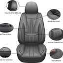 HChengkikz Car Seat Covers Full Set, Full-Wrap Faux Leather (Gray) | Universal Fit for SUV Truck Pickup Sedan, Waterproof with Memory Foam Lumbar Support, Airbag Compatible