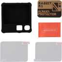 3 x 2 in 1 Protective Accessories for Rabbit R1 AI, Rabbit AI case, Soft Silicone Case & Screen Protector, Rabbit R1 Accessories,Rabbit R1 case (Black), 3 Pack