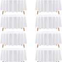 8 Pack White Round Tablecloth 90 Inch Circular Table Cloth,Polyester Fabric Wrinkle Washable Table Cover for Wedding,Parties,Banquet,Buffet Table, Holiday,Dinner Tables Decorate