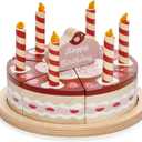 Tender Leaf Toys - Chocolate Birthday Cake - Pretend Play Food Toy with Candles and Plate, Birthday Party Decoration or Gift for Kids - Develops Social Skills and Imaginative Play for Kids - Age 3+