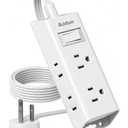 5FT Extension Cord with Multiple Outlets, Flat Plug Power Bar Surge Protector with 5 Ft Long Cord, 6 Outlet 4 USB Ports (2 USB C), Multi Outlet Wall Plug for College, Dorm Room Essentials (White)