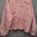 Womens Oversized Cute Bow Tie Sweater Spring 2025 Cozy Chunky Ribbed Knit Crewneck Long Sleeve Pullover Tops (X-Large, Pink)