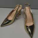 Susanny Womens Gold Slingback Closed Toe Ankle Strap High Heels Pointed Toe Pumps Comfortable Stiletto Sexy Buckle Strappy Dressy Shoes for Wedding Bridal Party Work 8.5