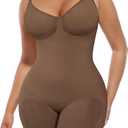 FeelinGirl Shapewear Tummy Control Seamless Bodysuit Hip Enhancer Body Shaper for Women (Brown) 5XL