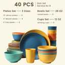 Homienly 40-Piece Premium Wheat Straw Dinnerware Sets, Service for 8, Unbreakable Plates and Bowls Set - Cups Sets, Dinner Plates, Bowls for Kitchen,Dishwasher and Microwave Safe Dishes Set 