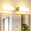 Emak Modern 22 Inch Bathroom Light Fixtures Over Mirror, Brushed Gold Vanity Light Bar with Milk Glass Shade, 2-Light Bathroom Wall Sconce, VL085-BGD-ML-2