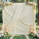 20ft12ft Ivory Backdrop Curtain for Wedding Parties, 4 Panels Wrinkle Free Polyester Photo Backdrop Drapes Back Drop Cloth for Birthday Photography Background (W5' x H12'(4 panels))