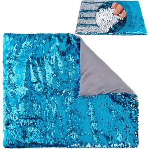 Weighted Lap Pad  5lbs Sensory Lap pad with Easy to Maneuver Sequins  Ideal for Kids Sensory Play (Blue and Silver) (18*22 Inch 5 Pound)