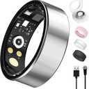 Smart Ring for Women Men, Health Tracker with Heart Rate/Blood Oxygen/Blood Pressure/Sleep Monitor/Step Counting, IP68 Waterproof Fitness Ring, No App Fees (Silver, 8#)