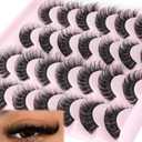 False Eyelashes Russian Strip Lashes Volume Fake Eyelashes Extension D-Curly Wispy Handmade Soft Reusable 14 Pairs Lashes Pack