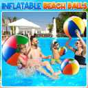 Bedwina 4-Pcs Assorted Inflatable Beach Balls - Rainbow Beach Balls for Kids in 6", 12", 16", 24" Sizes - Colorful Blow Up Pool Toys for Beach Games, Summer Party Decor & Outdoor Fun