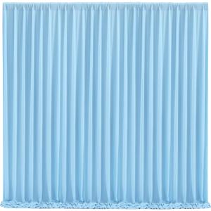 Blue Backdrop Curtains 4 Panels - Wrinkle-Free Light Blue Curtains Polyester Photography Drapes Photo Background for Baby Shower Birthday Party Decorations- 16 X10FT (Blue)