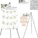 Pinkunn Greenery Wedding Seating Chart with Easel Display Stand 15.8 x 23.6 Inch Greenery Wooden Rustic Seating Chart Board Please Find Your Seat Sign for Baby & Bride Shower Wedding Sign Decor, Large
