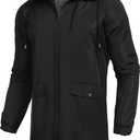 COOFANDY Men's Long Raincoat Ligtweight Rain Jacket Waterproof Outdoor Jackets with Hood (Black, M)