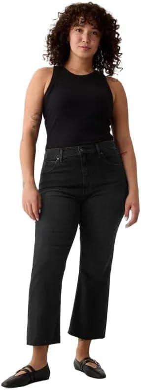GAP Women's High Rise Flare Denim, Washed Black, 27 Short