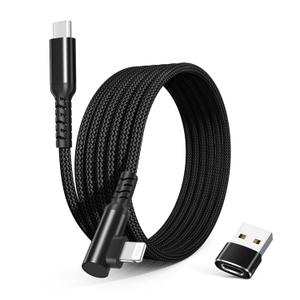 Basesailor iPhone 14 13 Pro Max Charger Cable Right Angle 10FT,90 Degree USB C to Lightning Cord with USB A Adapter,Fast Car Charging Power Cord for Apple 12 11 Plus XS XR X 8 7 6 Plus 5 SE,iPad 8 9