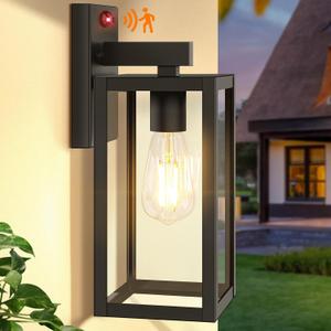 BesLowe Upgraded Motion Sensor Outdoor Wall Light, 13 Dusk to Dawn Porch Light Outdoor Wall Sconce Lantern, 3 Lighting Modes Exterior Lighting Fixture Wall Mount, Outside Light for House, Black, 13in