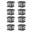 LeiDrail Solar Post Lights Outdoor, 2 Modes Aluminum Solar Deck Fence Cap Light Edison LED Bulbs for 4x4 5x5 6x6 Wooden Vinyl Posts, Patio Decoration Warm White & Cool White 8 Pack (Black)