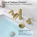 Brushed Gold Bathroom Faucet, 8 Inch Waterfall Bathroom Sink Faucet, Brass Widespread 3 Hole Bathroom Faucets, 2 Handles Faucets for Bathroom Sinks with Pop-up Drain for Vanity