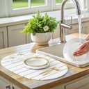 Large Stone Drying Mat for Kitchen Counter, Quick Drying Foldable Dish Drying Mat, Super Absorbent Diatomaceous Earth Drying Mat for Dishes Bottles Cups, Match Any Countertop (White, 22.8"x15.4")