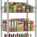 4 Tier Basket Shelf Wire Shelving Unit Adjustable Metal Storage Rack Storage Shelving Standing Shelf Units Heavy Duty Organizer for Pantry Kitchen Bathroom Closet Laundry Utility Room 14"Dx24"Wx47"H, 4-Tier-Silver[14" D x 24" W x 47.25" H]