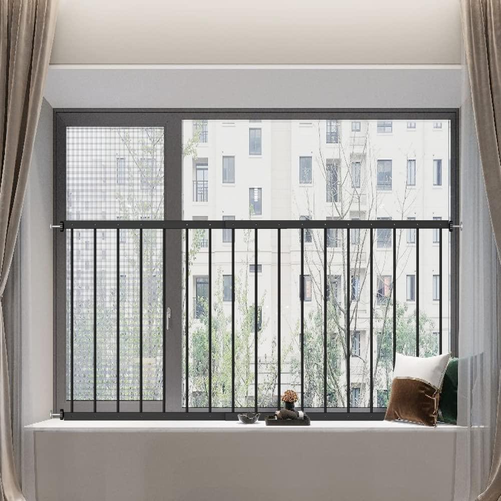 WAOWAO Black Window Safety Guards for Children Kids Child Toddler Pets Proof Extra Wide White Tension Security Window Guard Gate for Home Fit