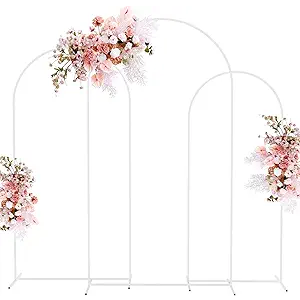 Putros Metal Arch Stand Gold Wedding Chiara Backdrop Stand Set of 3 (7.2FT,6.6FT,6FT) Square Arched Frame for Birthday Party Decoration