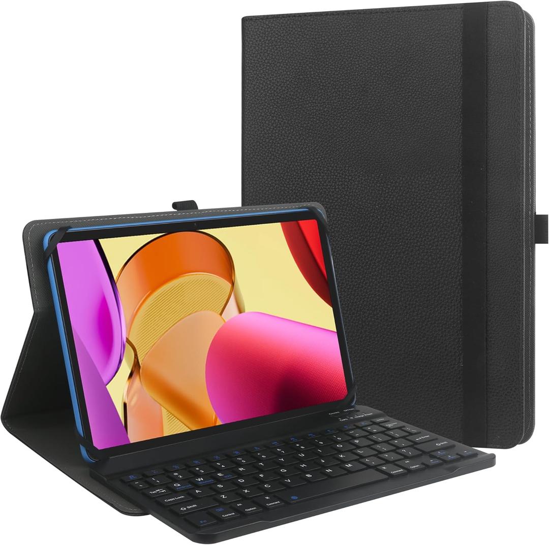 9",9.7",10.1",10.5",10.9",11" Tablet Universal Case with Keyboard, Case with Removable Wireless Bluetooth Keyboard & Pen Holder for iPad, Galaxy and Other 9-11 inch Tablet