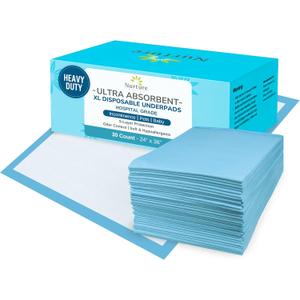 30 Heavy Duty 24 x 36 Ultra Absorbent Bed Pads by Nurture | Waterproof Disposable Chux Liners, Underpads, Adult Incontinence Chucks | Hospital Grade